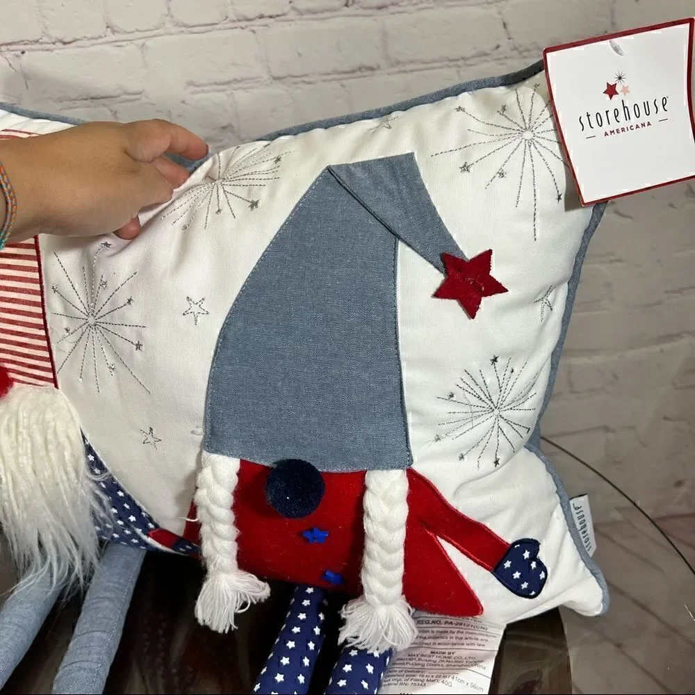 Super Cute Accent Pillow with Knome details by Storehouse Patriotic theme NWT